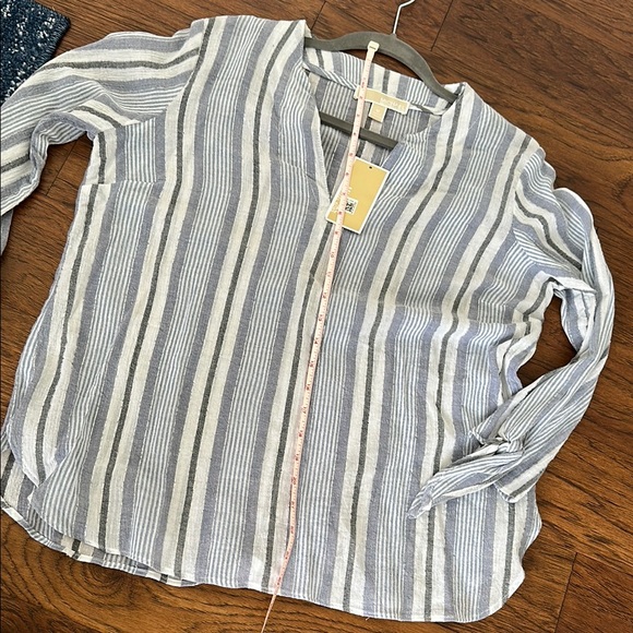 NWT Michael Kors Navy and White Striped Blouse - Picture 9 of 9